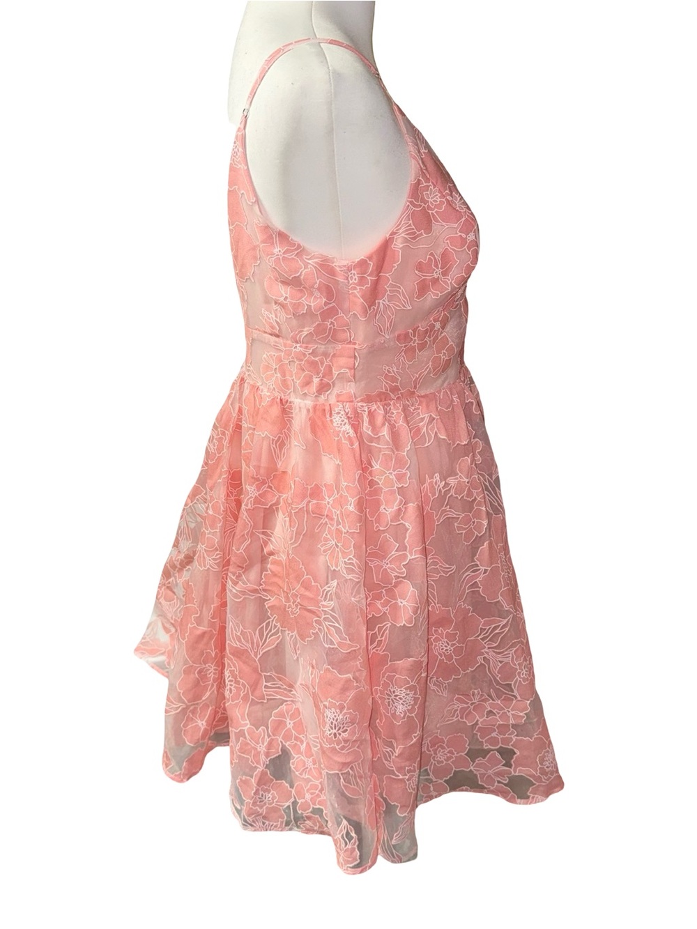 Lulus Floral Feelings Pink Floral Jacquard Babydoll Mini Dress women’s Medium - Picture 9 of 16
